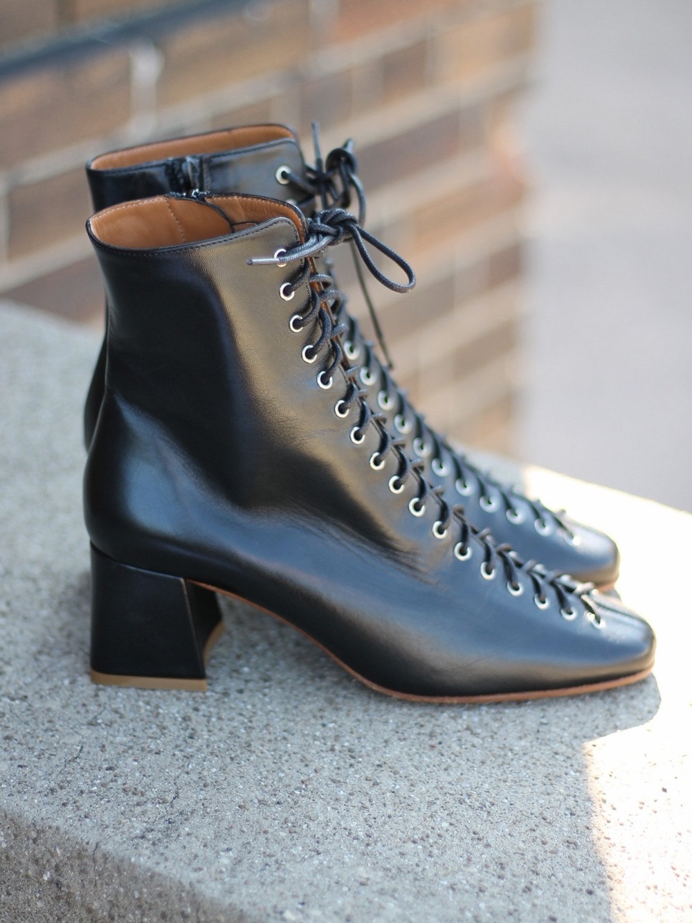 By Far Becca side zip lace-up ankle boots sz 37